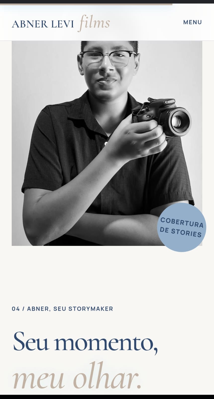 Abner Levi no site com o selo Cobertura de stories